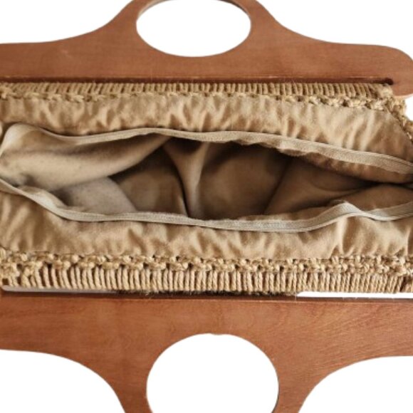 Vintage macrame & wood handle handmade bag - Picture 4 of 9